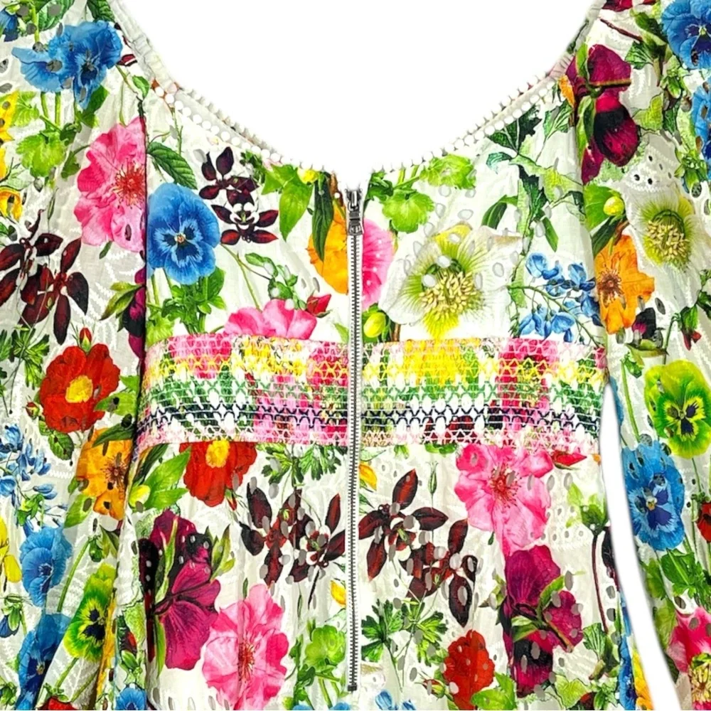 NWT Alice + Olivia Crawford Sweetheart Mini Dress Size 0 Sunday Stroll/Multi